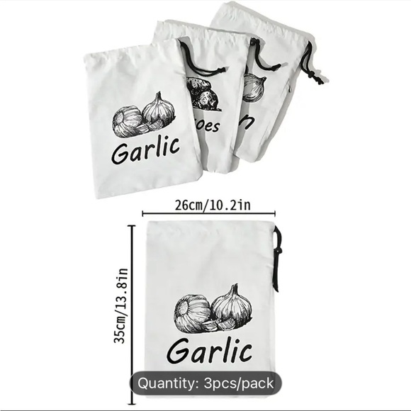 White Vegetable Storage Bags Set - Picture 4 of 12